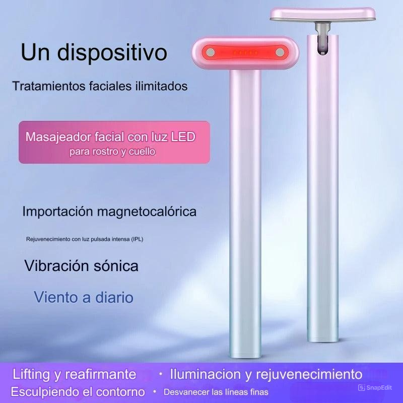 Masajeador Facial Varita 4 en 1 con Terapia de Luz Roja LED